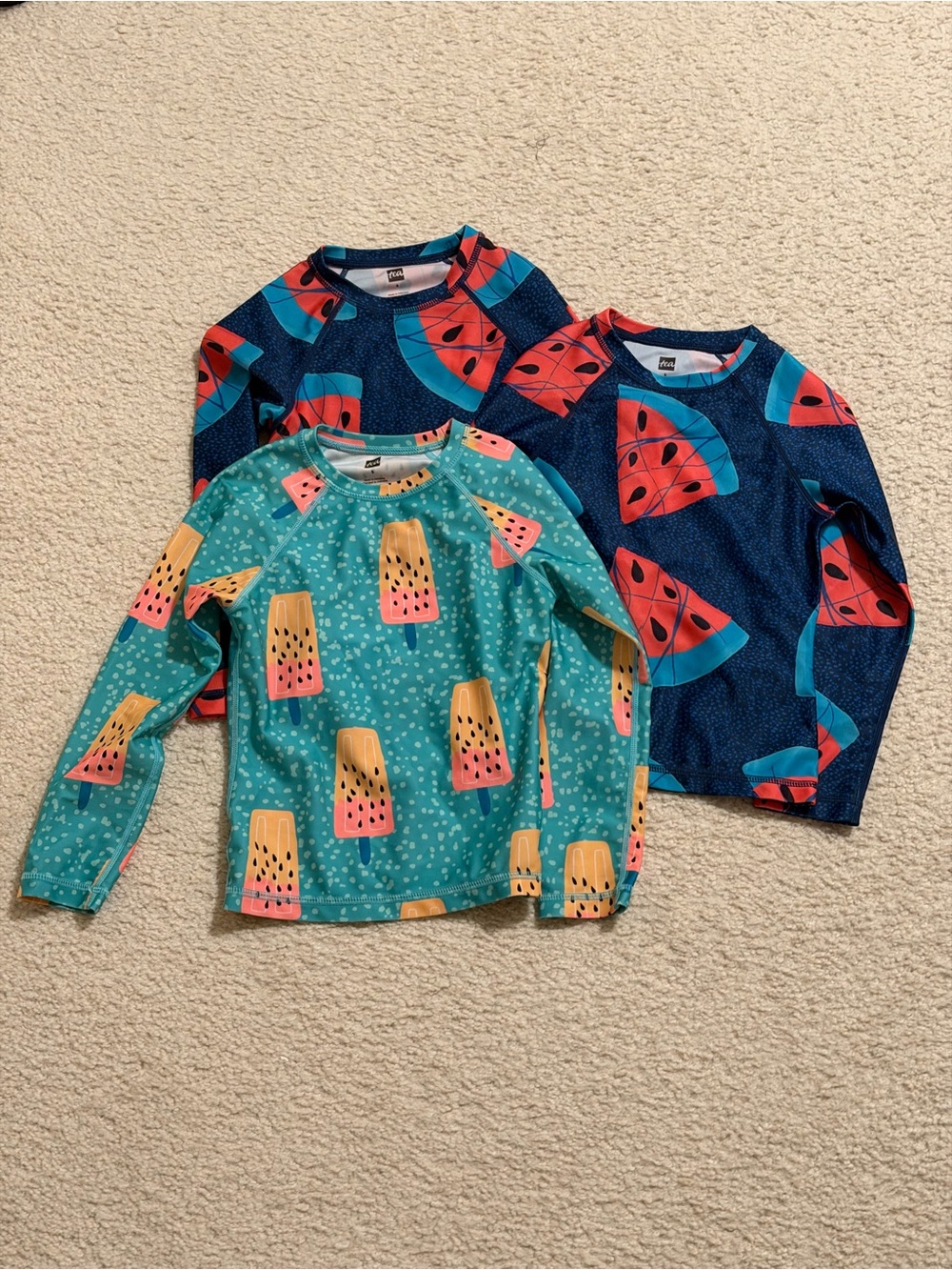 Tea Collection Kids Long Sleeve Rashguard Popsicle & Watermelon Lot of 3 Size 5